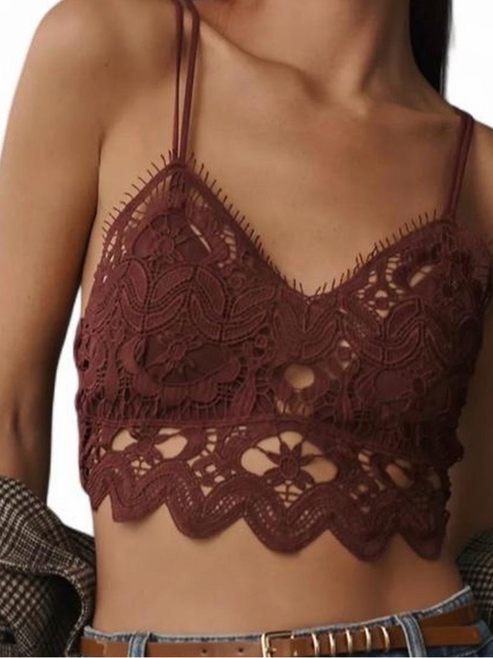 Anthropologie Viviette Lace burgundy Bra Top